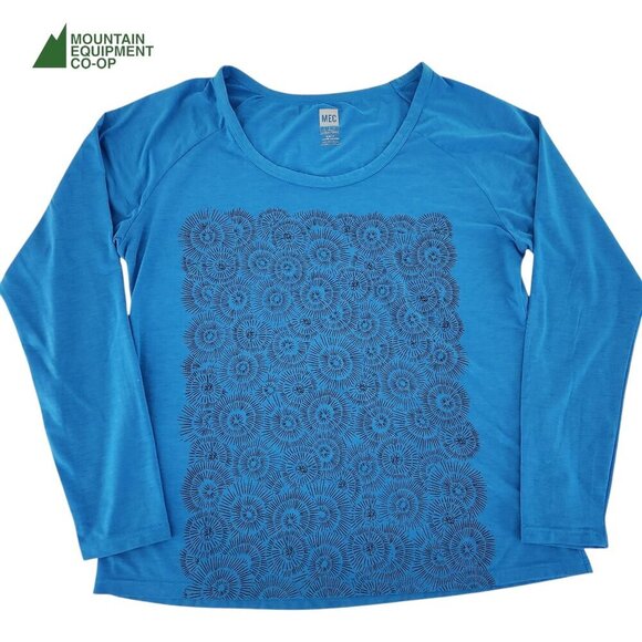 MEC Blue Long Sleeve merino blend Slim Fit Top large - Picture 1 of 10